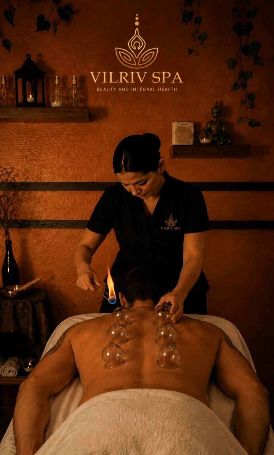 Masaje terapéutico con piedras calientes